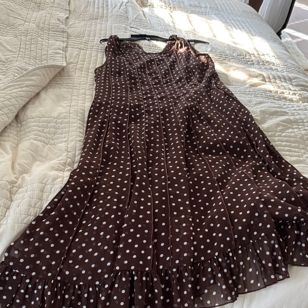 Jessica Howard Brown and White Polka Dot Midi Dress